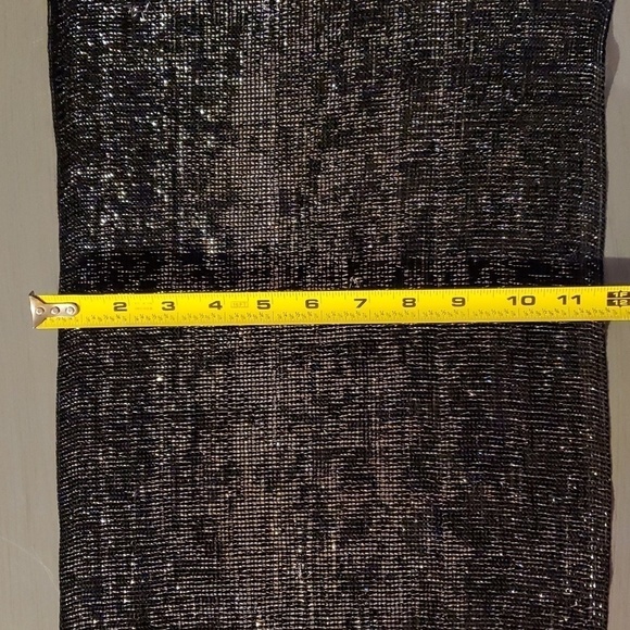 Silver & Black shimmer Metallic scarf with Fringe LARGE - Picture 2 of 6